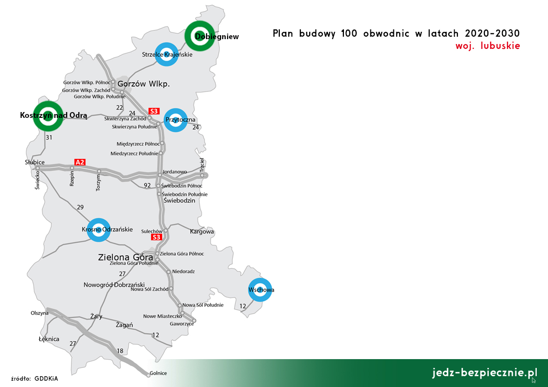 Polskie drogi – Budowa 100 obwodnic – Dobiegniew i Kostrzyń nad Odrą, województwo lubuskie